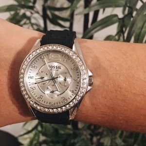 Fossil Chronograph Crystal Silver Watch ES2522